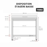thumbnail of Arbeitstisch aus Edelstahl 800 x 800 mm angelehnt PREMIUM / GOLDINOX