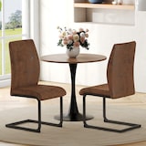 thumbnail of Esszimmerstuhl Set 2er braun+schwarz 99x44x45 cm mit ergonomischer Rückenlehne, Tech Stoff Bezug, Metallgestell, rutschhemmende Füße