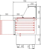thumbnail of vaiotec TOPLINE 700 Saladette 350, 4 Türen, Glasaufsatz schräg, für GN 1/6 & 1/9, BTH 1825 x 700 x 1237 mm