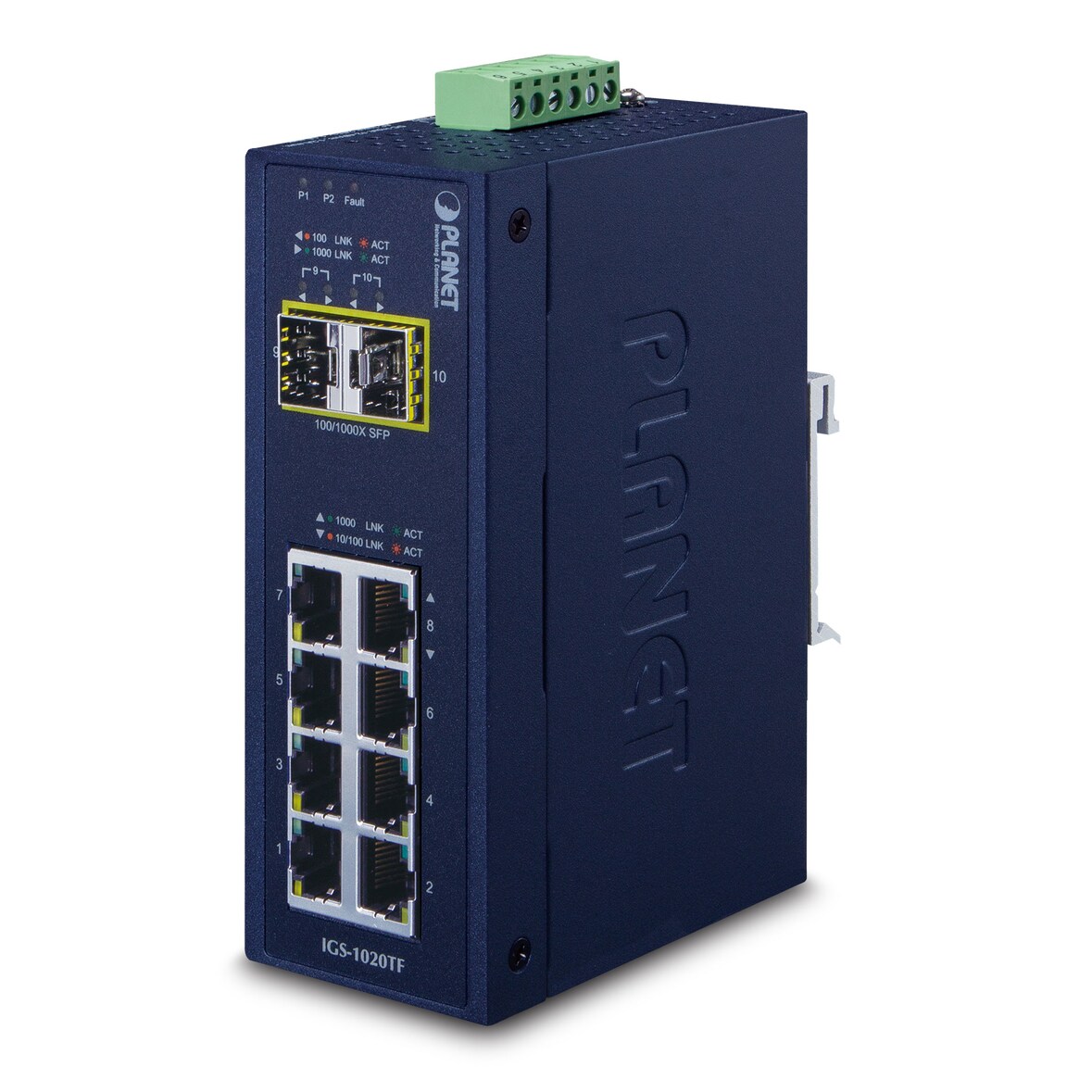 PLANET Industrial 8 100/1000X SFP+ 2-Port 10/100/1000T,Managed Switch, -40~75 degrees C
