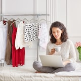 thumbnail of Relaxdays Kleiderständer auf Rollen, mit Kleiderstange & Ablage, verstellbar: Höhe 95-165 cm, Breite 94-160 cm , silber