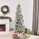 thumbnail of Árbol de Navidad Nevado Artificial 180 cm con 394 Ramas Ignífugas de PVC Base Plegable y Soporte de Acero Decoración Interior Navideña Ø60x180 cm