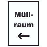 thumbnail of Müllraum Aufkleber mit Text Richtungspfeil links Abfall Mülltrennung hochkant A6 (105x148mm)