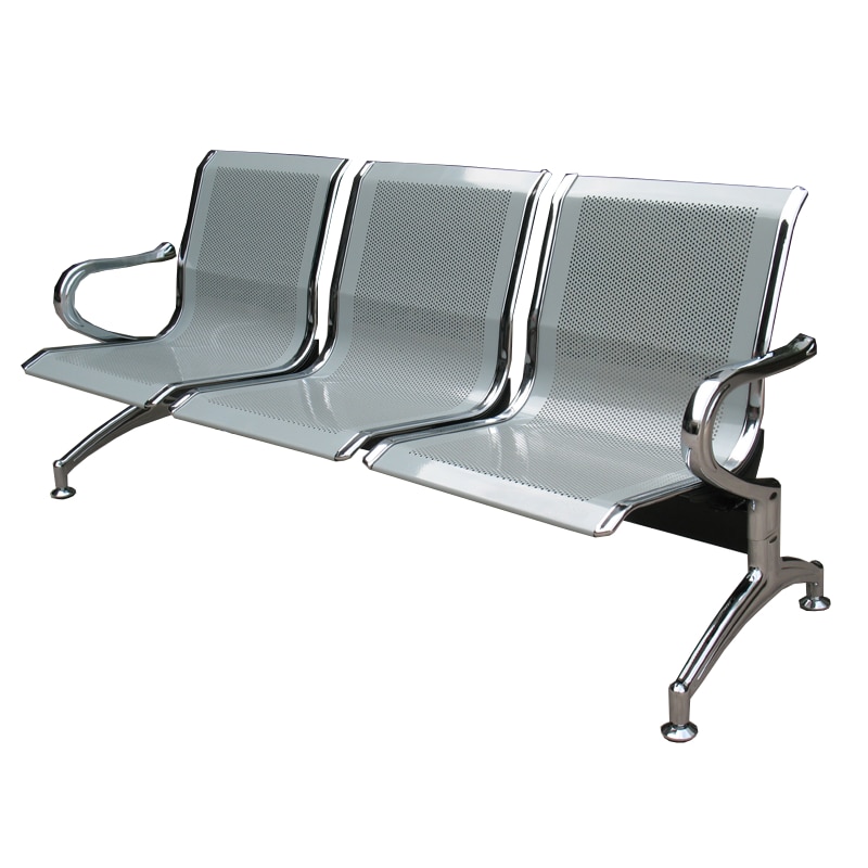 Banc en métal pour salle d’attente, sièges de bureau, bancs en acier pour le studio professionnel et salle d’attente 3 places