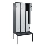 thumbnail of C+P Z-Spind Classic PLUS, Kunststoff untergebaute Sitzbank, 6 Abteile, HxBxT 212x90x82cm, Sicherheitsdrehriegel, Anthrazit/Hellgrau von PROREGAL