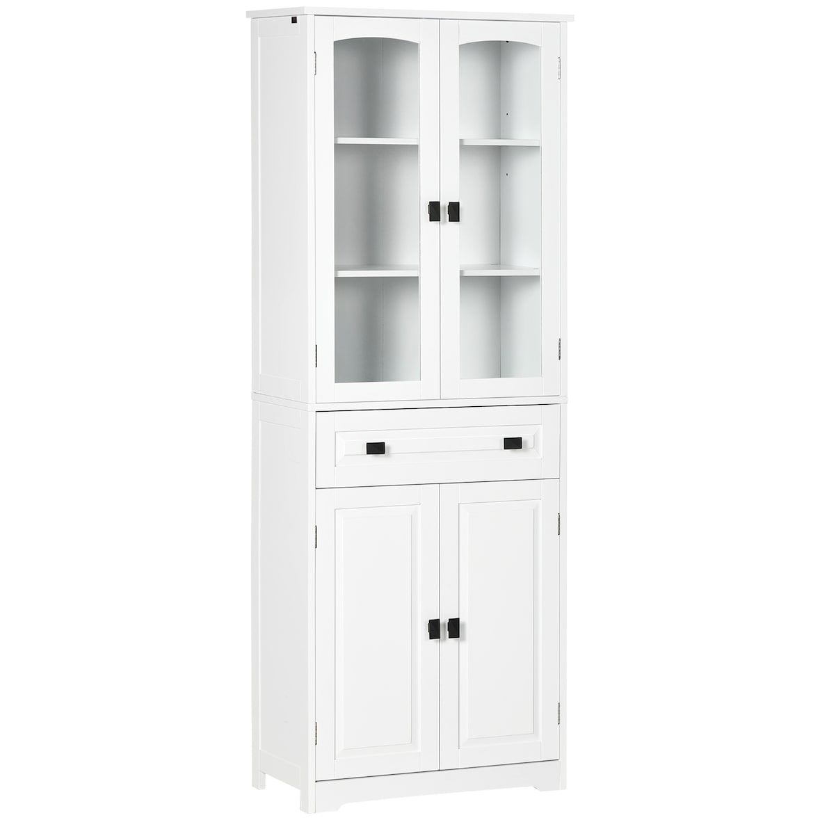 HOMCOM alacena de cocina aparador de comedor mueble auxiliar con 4 puertas 1 cajón y 2 estantes ajustables para salón 60x30x160 cm blanco