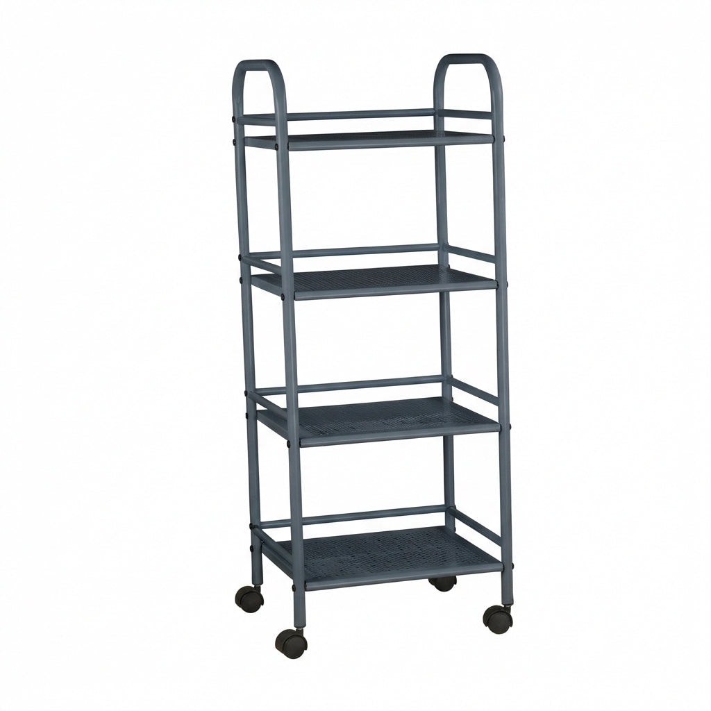Carrello Portavivande 4 Ripiani Ruote Cucina Mobile 40x32x75 cm - Nero