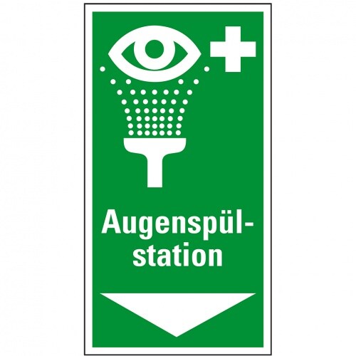 Schild I Rettungs-Kombischild Augenspüleinrichtung, Kunststoff, 200x400mm, ASR A1.3, DIN EN ISO 7010 E011