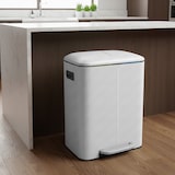 thumbnail of Relaxdays Mülleimer, 2 Fächer, 2x 20 l, entnehmbare Inneneimer, Softclose, Fußpedal, Metall, Mülltrenner Küche, weiß