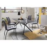 thumbnail of Möbilia Esszimmerstuhl 2er-Set | Bezug Stoff | Beine Stahl | B 58,5 x T 42 x H 103 cm | hellgrau-schwarz | 18020004 | Serie STUHL