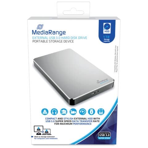 Festplatte HDD extern 1TB silber
