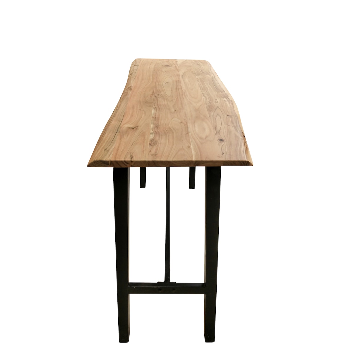 SIT Möbel bartafel in acacia met echte boomrand, frame antiek zwart|B124,5 x D51 x H112cm|07107-68|Serie TABLES & BENCHES