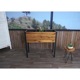 thumbnail of Fioriera HWC-L22, fioriera per aiuole rialzate, 75x81x30cm per esterni in alluminio e legno di acacia certificato MVG, marrone
