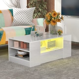 thumbnail of Merax Couchtisch hochglanz Sofatisch mit LED-Beleuchtung, Wohnzimmertisch, Weiß