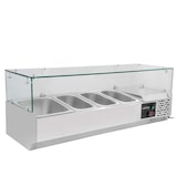 thumbnail of Vetrina refrigerata vetro, per 3x GN 1/3 e 1x GN 1/2, 1200x395x435 mm