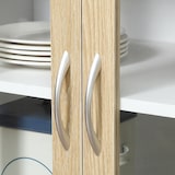 thumbnail of HOMCOM alacena de cocina con 4 puertas de vidrio, encimera abierta para microondas, cajón, estantes ajustables, 80x40x180 cm, blanco y natural