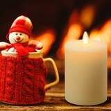 thumbnail of Bougie lumineuse LED cylindrique en cire ivoire flamme vacillante piles 10cm Timer blanc chaud Lotti