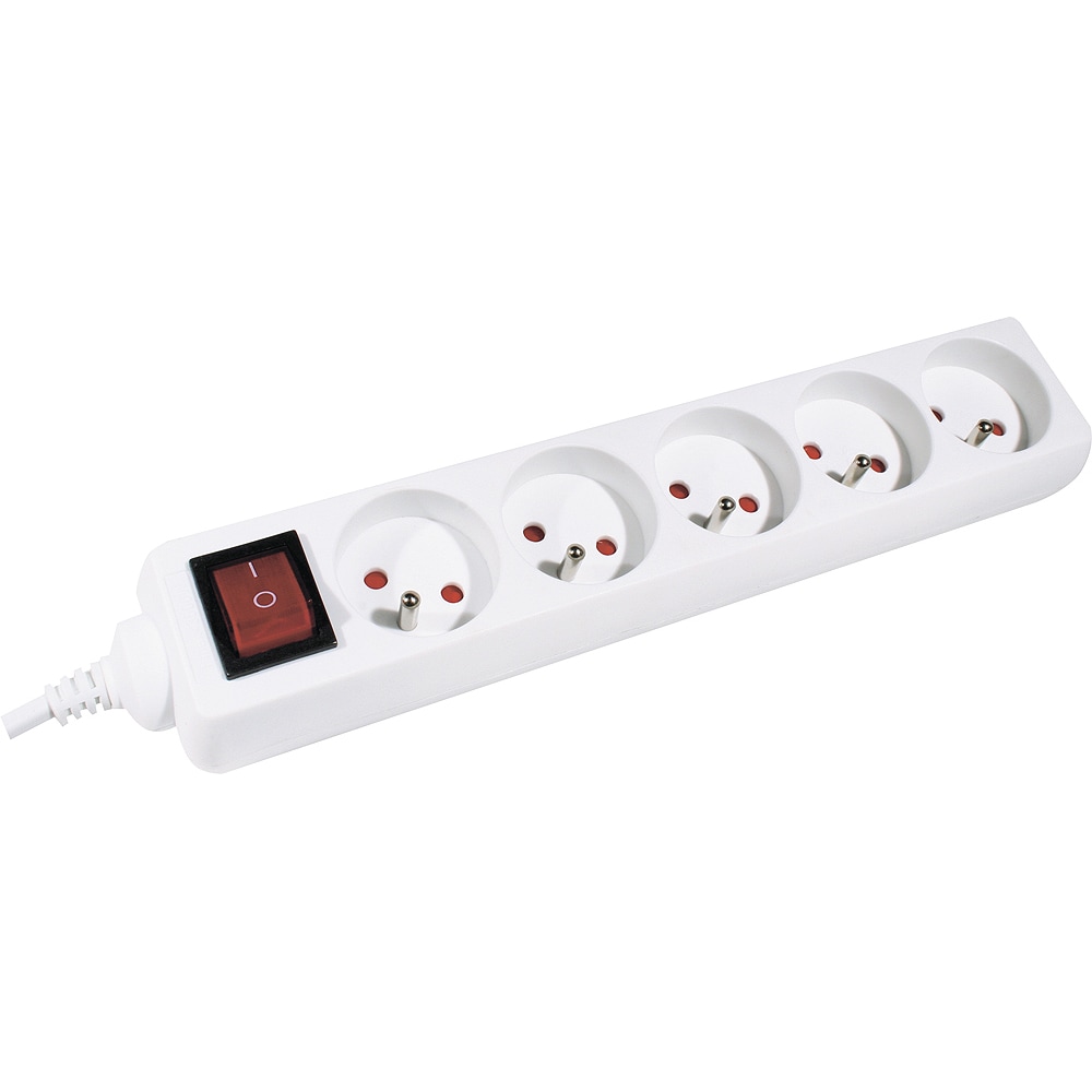 DEXLAN Multiprise 5 prises avec interrupteur blanche - 1,5 m