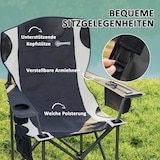 thumbnail of Campingstuhl 94x62x100 cm faltbar mit Armlehnen Kopfstütze Kühltasche Becherhalter Tragetasche 2er Set Schwarz Metall