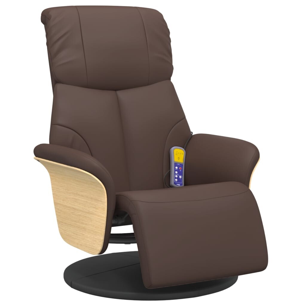 vidaXL Massagesessel mit Fußteil Braun Kunstleder