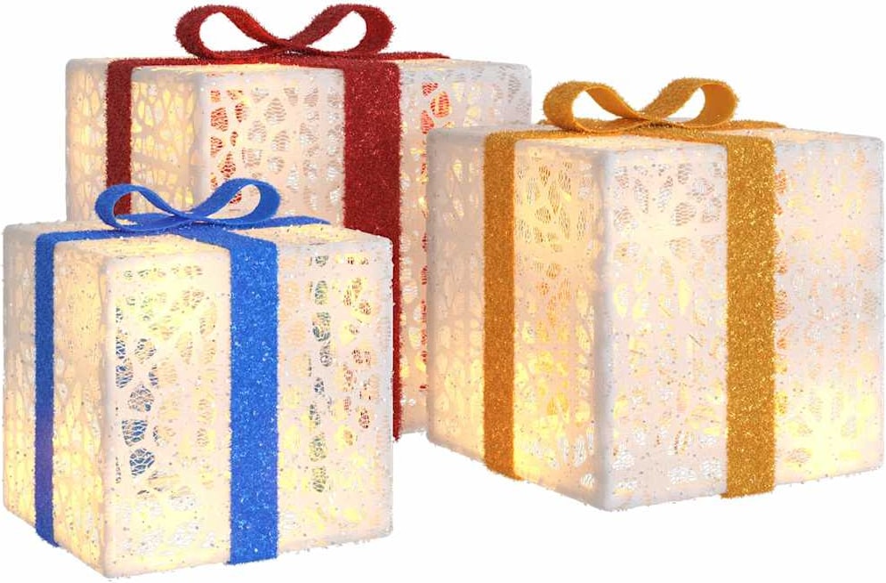 vidaXL Beleuchtete Geschenkboxen 3 Stk. 64 LEDs Warmweiß