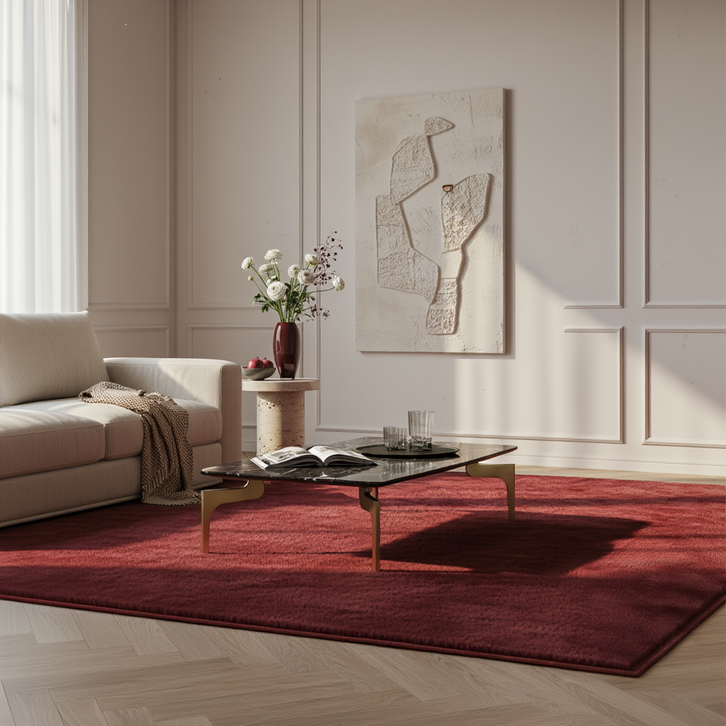 thumbnail of Teppich Schlafzimmer Unifarben Elegant Waschbar Strapazierfähig Wohnzimmer Esszimmer Pflegeleicht Rot 240x340 cm – NECKAR von Kadima Design