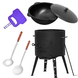 thumbnail of Ø44 Uchag 2mm Stahl Utschak 16L Kazan Rund Grillfächer Schaumkelle Suppenkelle Utschak Utschag Kasan Feldküche Außenküche Eintopfofen Gulaschkanone