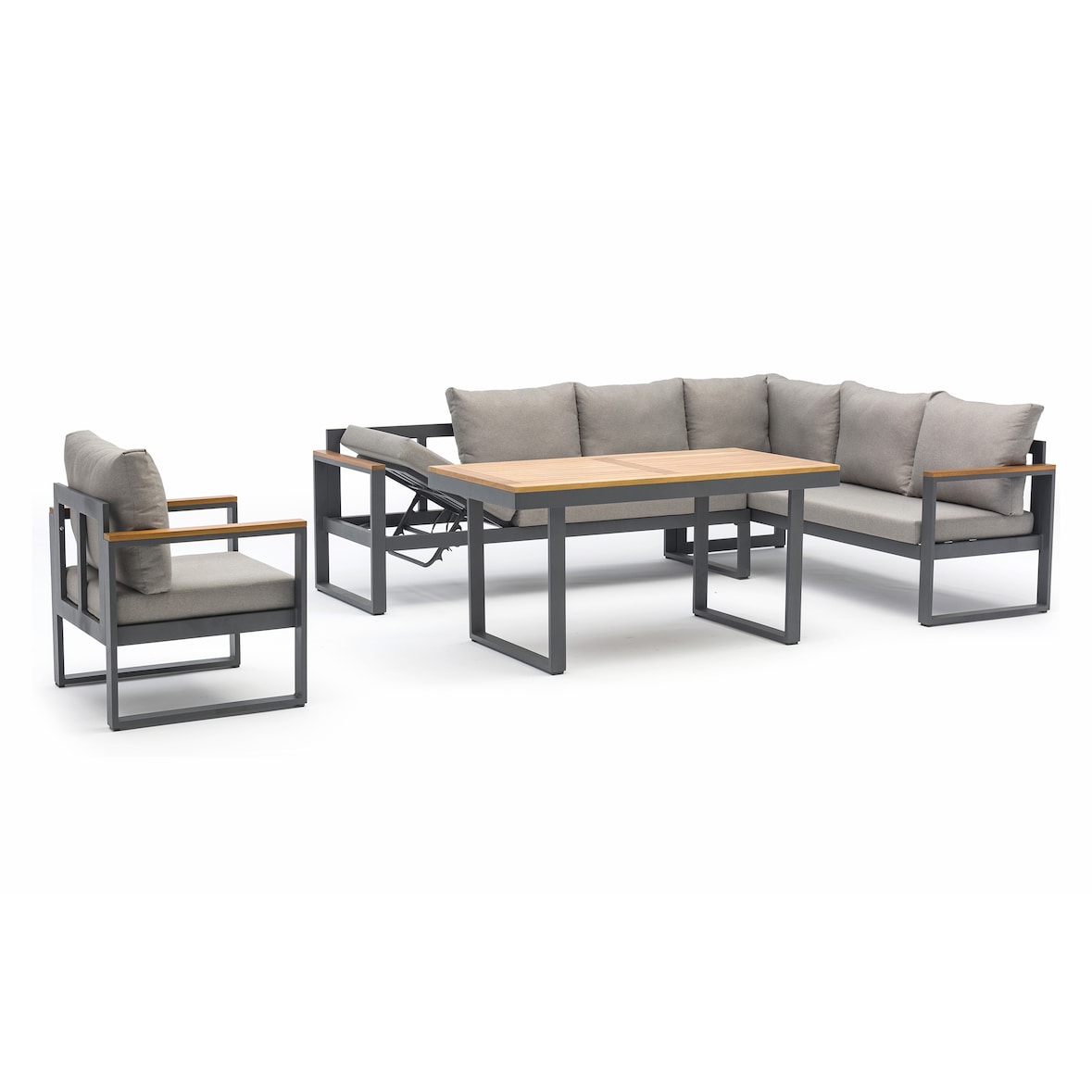 Conjunto de comedor de jardín de 7 plazas en aluminio