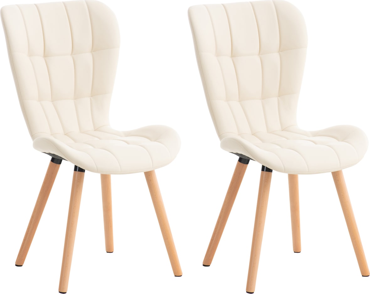 2er Set Esszimmerstuhl Elda creme/Kunstleder