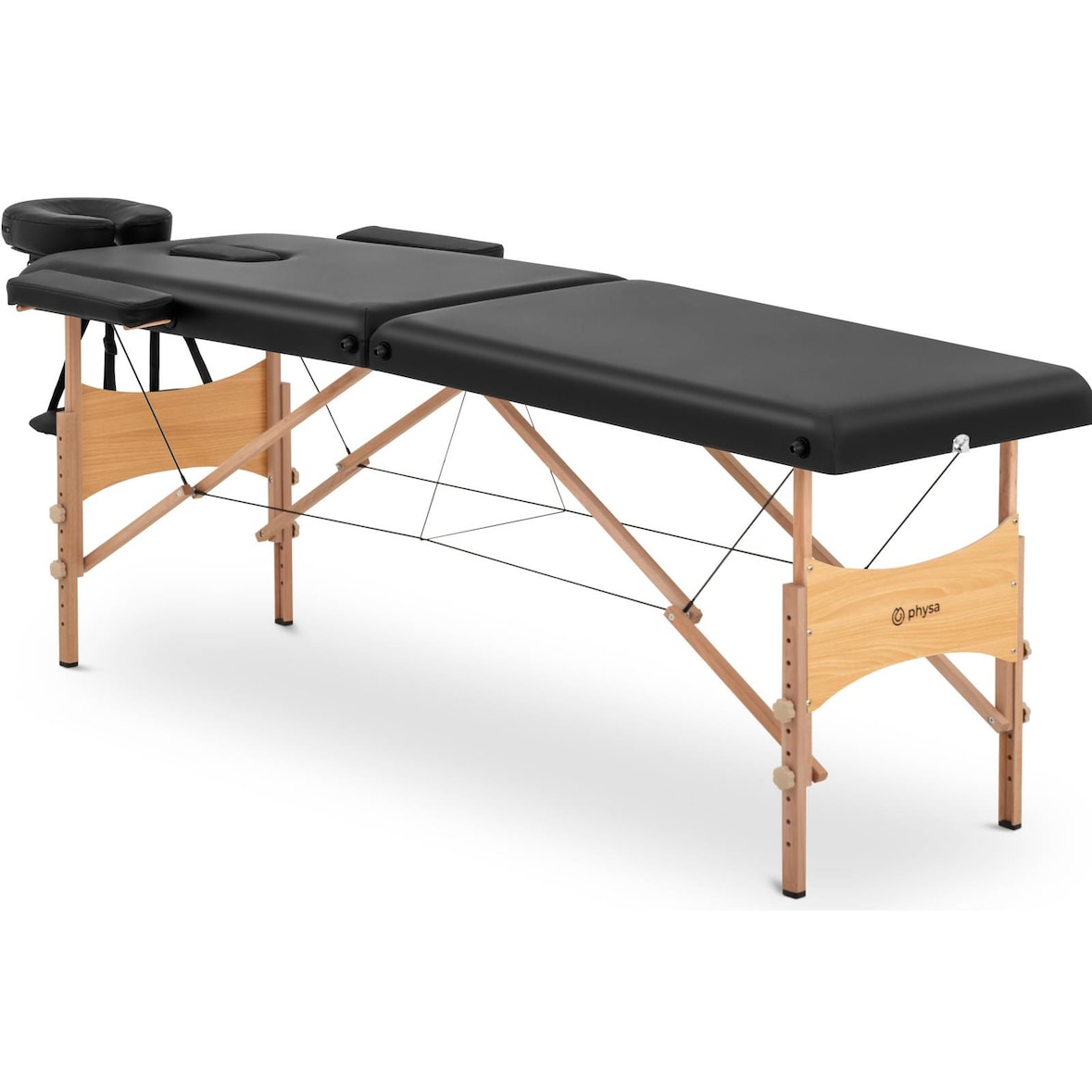 physa Massageliege klappbar - 2 Zonen - 185 x 70 x 62 - 86 cm - 220 kg - schwarz