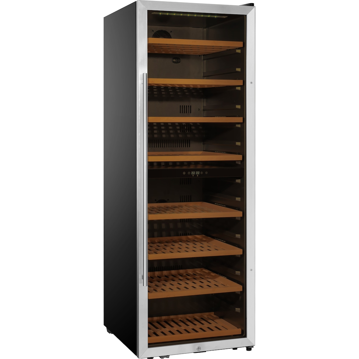 METRO Professional Cave para vinhos GWC1171D, aço inoxidável/vidro, 59.5 x 69 x 173.7 cm, 171 garrafas, com fechadura, preto/prata