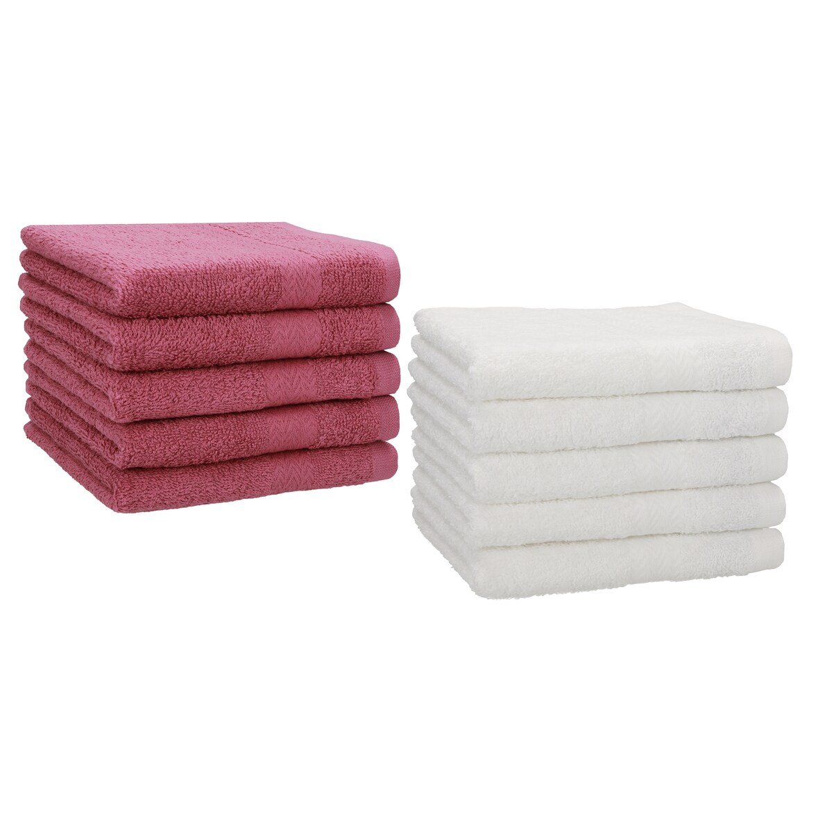 Betz 10 Stück Gästehandtücher PREMIUM 100% Baumwolle Gästetuch Set 30x50 cm beere und weiß