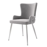 thumbnail of Esszimmerstuhl 2er Set Samt Grau+Silber 85x47x49 cm mit Metallbeinen modern und bequem, vielseitig als Dining und Lounge Stuhl, einfache Montage
