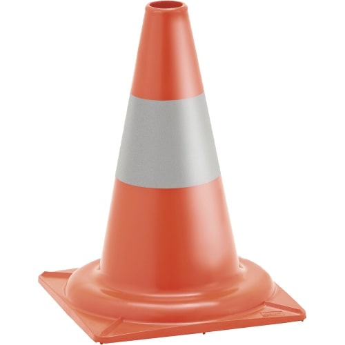 Verkehrskegel, Leitkegel teilreflektierend, PVC, rot/weiß, Höhe 320 mm