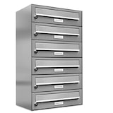 thumbnail of AL Briefkastensysteme 6 Fächer Premium Edelstahl Wand Briefkasten Anlage für Post A4, modern, robust und wetterfest, Artikelnummer: 132V6EA1