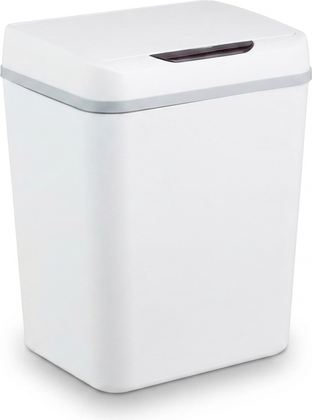 Relaxdays Mülleimer Bad, mit Sensor, 9 Liter, elektrischer Deckel, Müllbeutelhalter, Badezimmereimer, Kunststoff, weiß