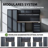 thumbnail of Werkstattwand 13-tlg. modulares Werkstattschranksystem aus Stahl mit Holzarbeitsplatte in Anthrazit