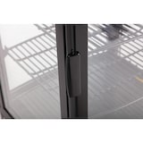 thumbnail of Vitrina refrigerada con puerta curva, 4 estantes, plástico/cristal, 169 x 51,5 x 48,5 cm, refrigeración por aire, 235 L, negra, Polar DP289