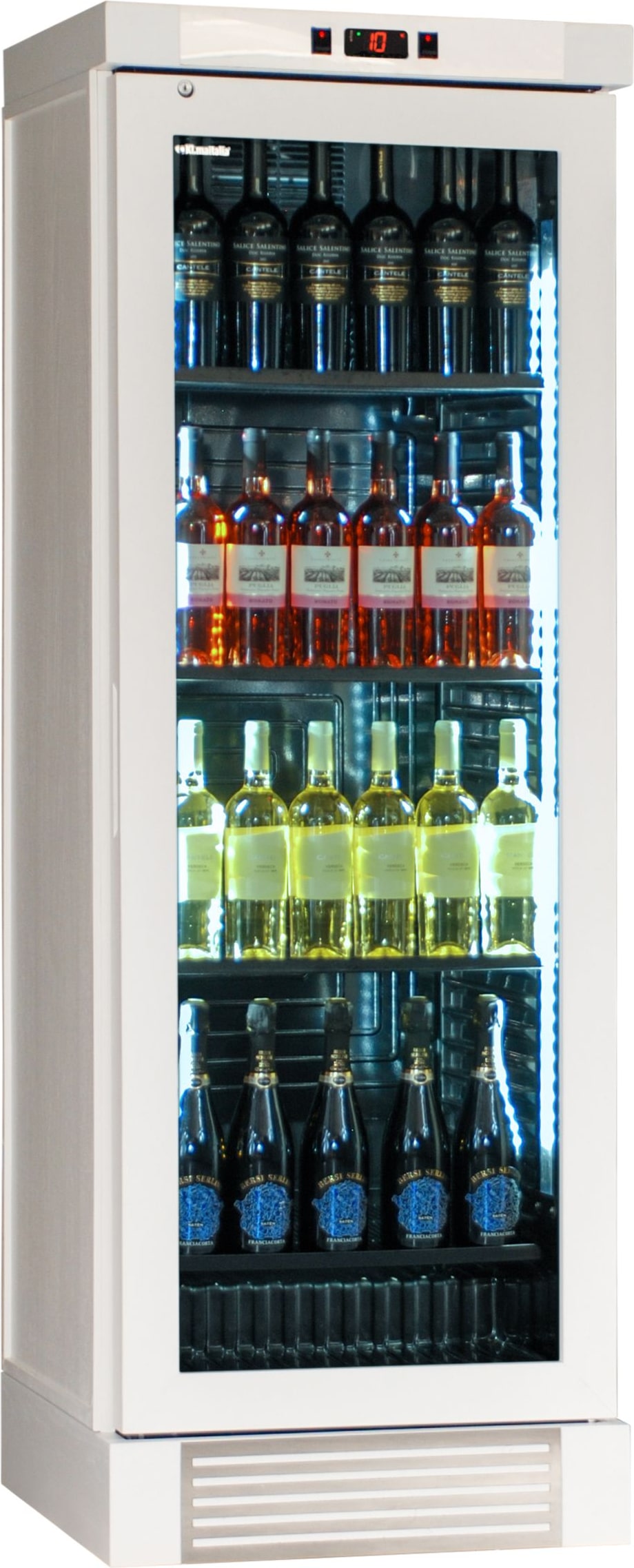 KLIMAITALIA Weinkühlschrank gebleichter fester Asche. 126 Flaschen. LED. T° +16°/+10°/+5° ausgeschaltetem Ventilator +4°/+18° eingeschaltetem Ventilat