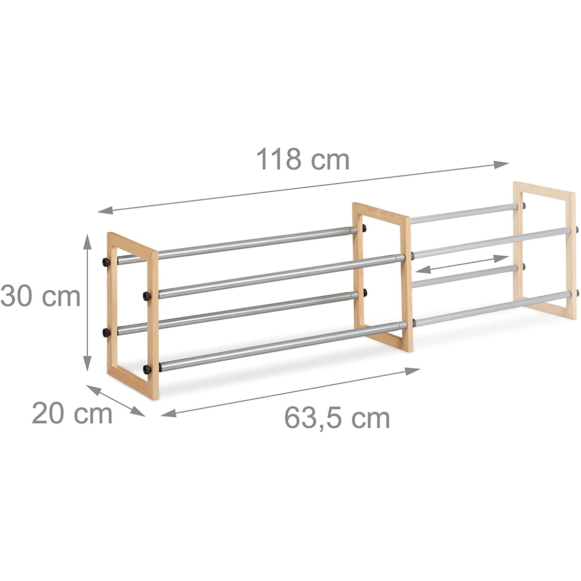 Helloshop26 - Étagère meuble ouvert chaussures en bois et fer extensible 13_0001068_2