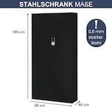 thumbnail of Metallschrank abschließbar ODIS - Zahlenschloss, 5 Ebenen | Aktenschrank Büroschrank Stahl Werkstatt Werkzeugschrank, 185x90x40cm Schwarz