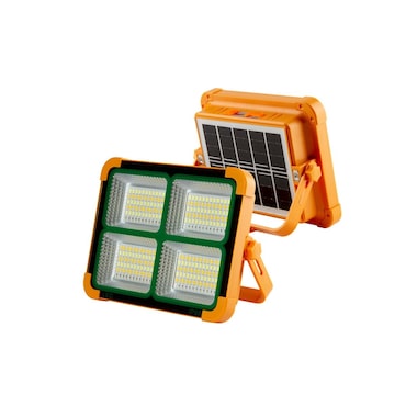 Faretto LED solare 200W, portatile per cantiere, patio, garage. 5 modalità di illuminazione con magnete e supporto. Ricaricabile via USB/Solare.