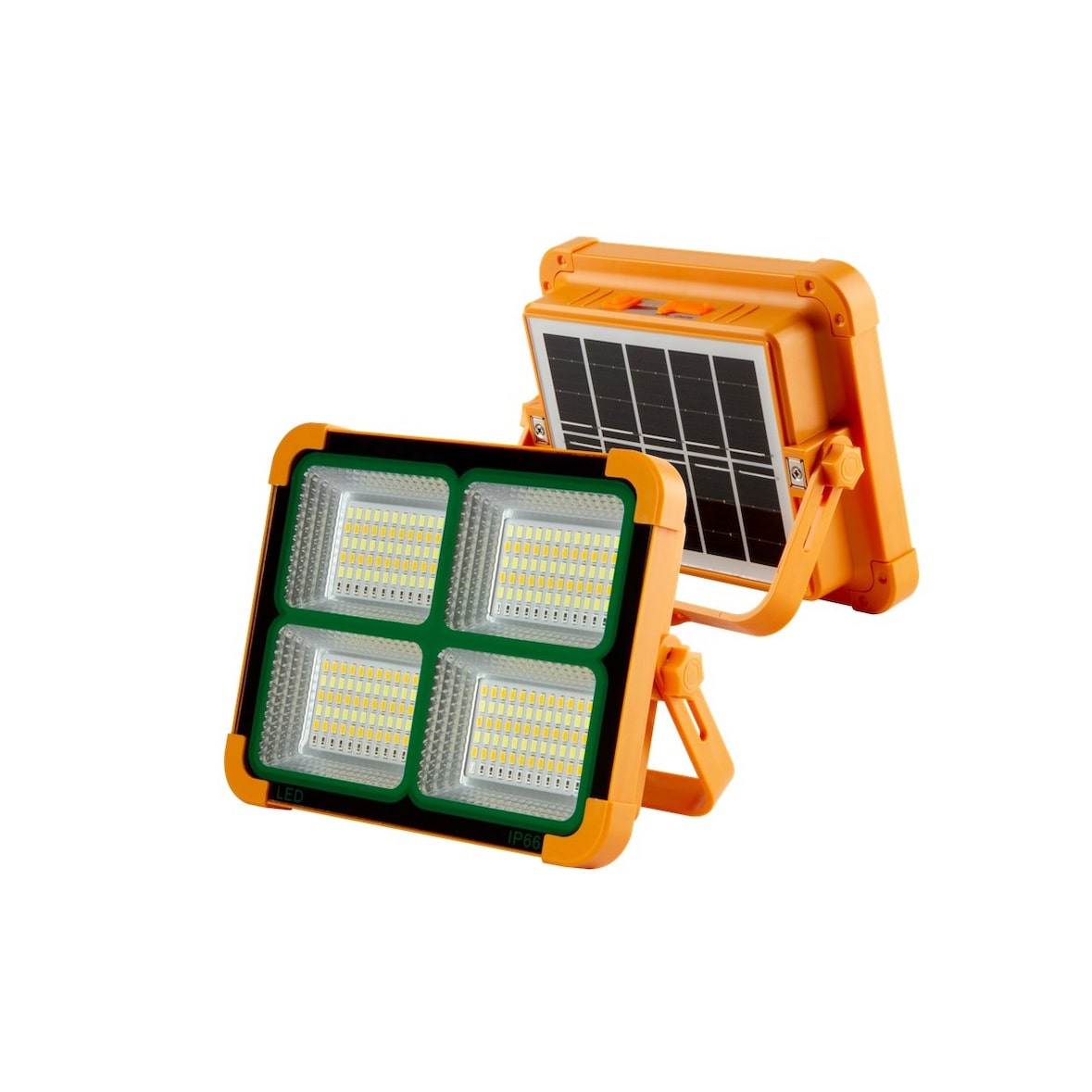 Faretto LED solare 200W, portatile per cantiere, patio, garage. 5 modalità di illuminazione con magnete e supporto. Ricaricabile via USB/Solare.