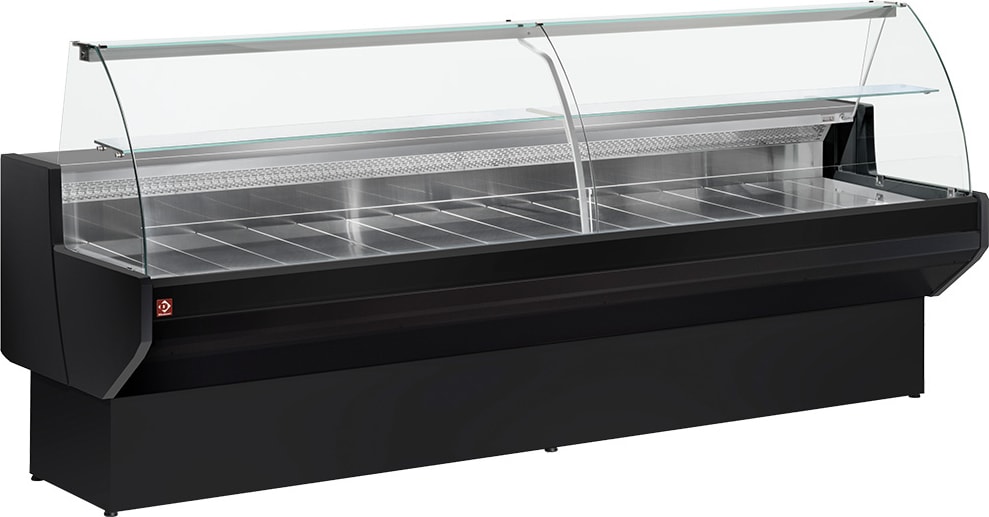 Kühltheke mit gebogenem Glas, Umluft mit Reservefach - SCHWARZ (ML30/B5-VV/R2)