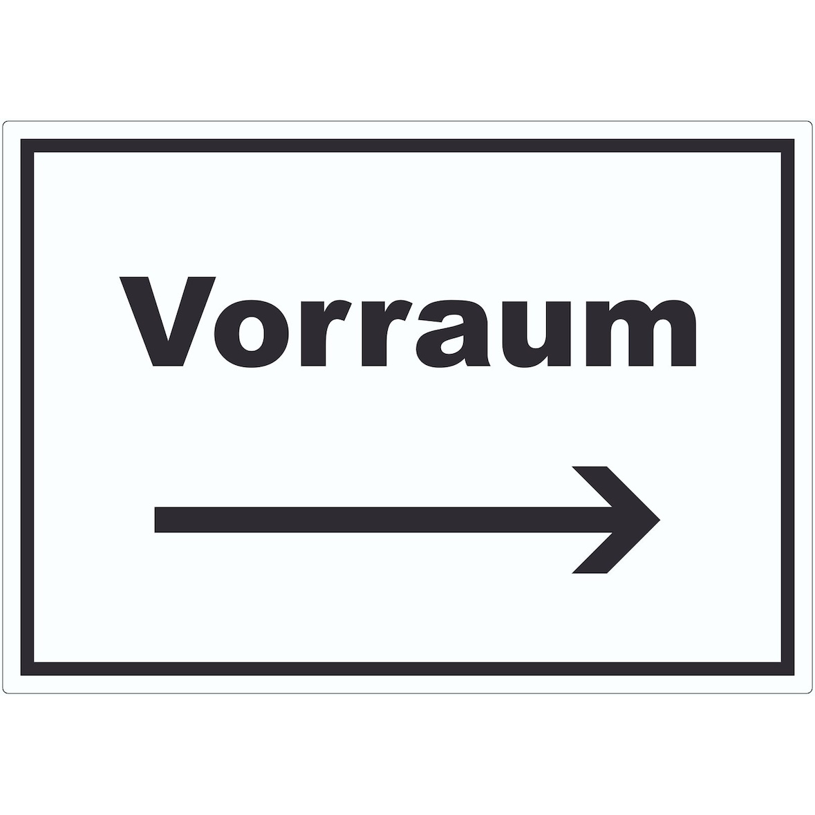 Vorraum Aufkleber mit Text und Richtungspfeil rechts Diele Vorzimmer waagerecht A3 (297x420mm)