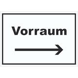 thumbnail of Vorraum Aufkleber mit Text und Richtungspfeil rechts Diele Vorzimmer waagerecht A3 (297x420mm)