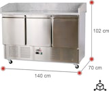 thumbnail of Romux® Pizzatisch 3 Türen 140x70 cm mit Arbeitsfläche aus Granit mit statische Kühlung | Pizzakühltisch aus Edelstahl