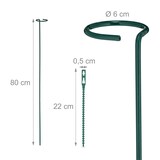 thumbnail of Relaxdays Pflanzstäbe Metall, 10er Set, Rankstäbe mit Ring, 80 cm, Metallstäbe Garten, mit Pflanzenbindern, dunkelgrün