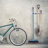 thumbnail of Relaxdays Gerätehalter Wandhalterung, Werkzeughalter für Wand, Ordnungsleiste Metall, Gartengeräte, Aluminium, silber