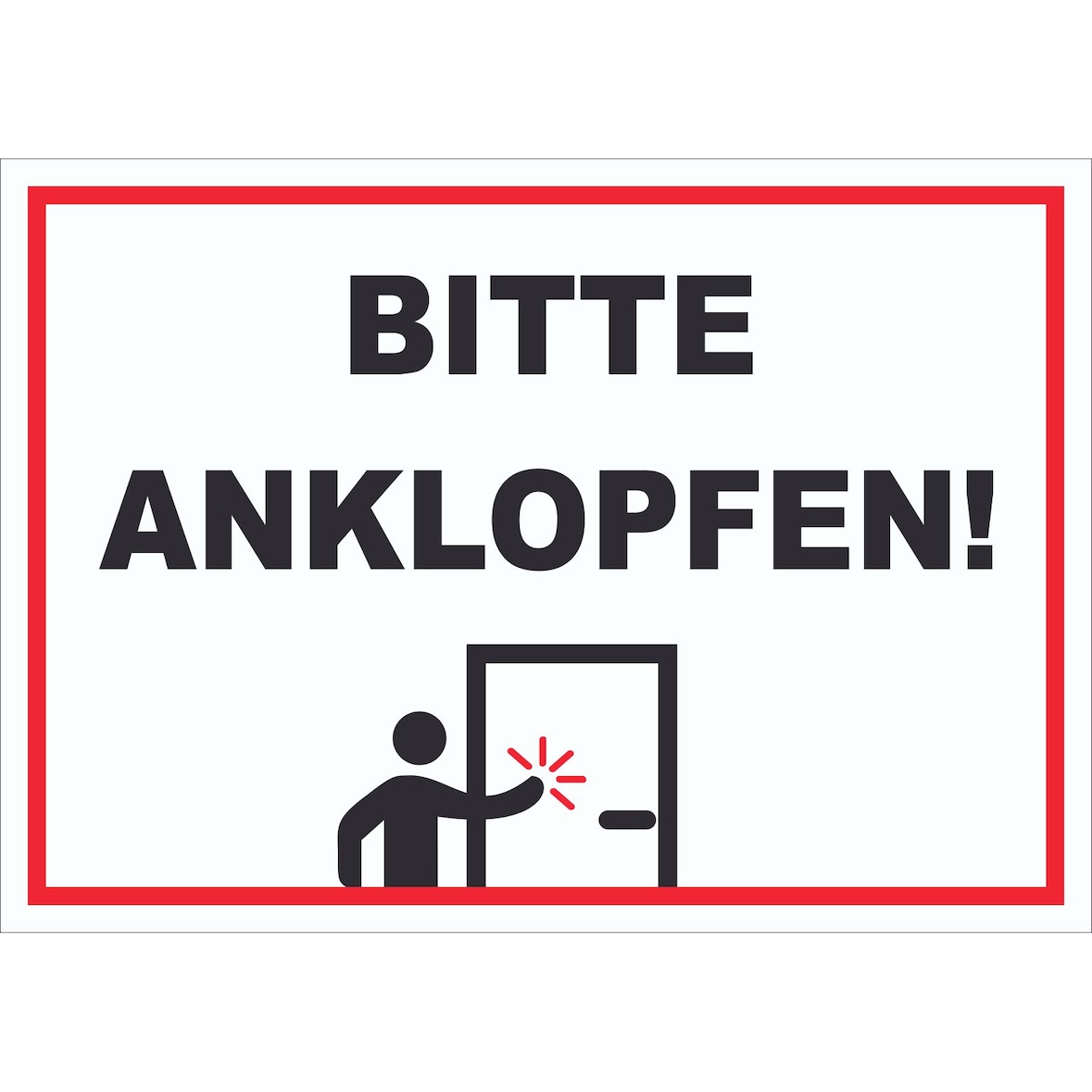Schild Bitte anklopfen waagerecht A1 Rückseite selbstklebend